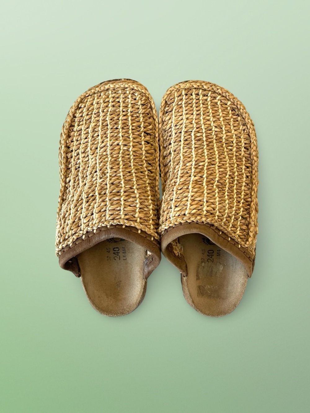 Betula by Birkenstock Woven Natural Jute Raffia Slip on Kenya Sandals Sz W6, M4